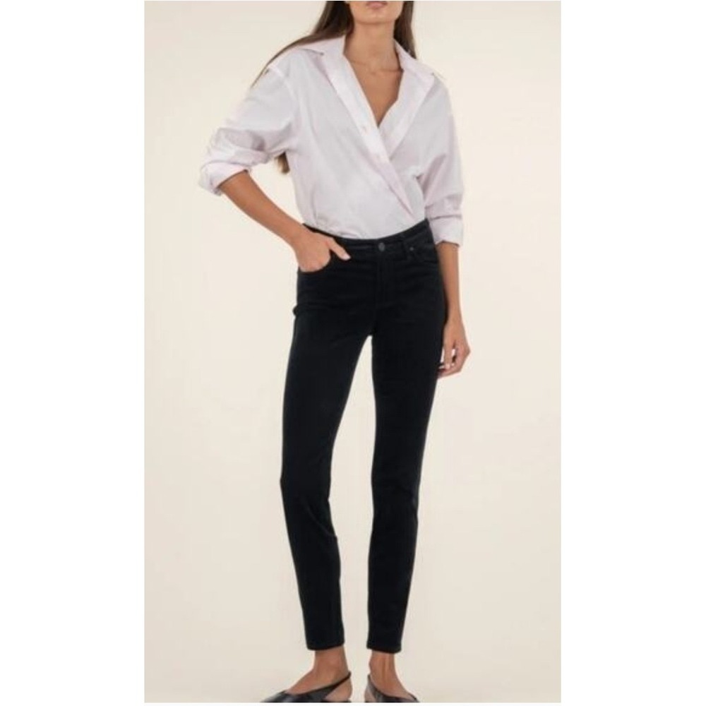 Kut from the Kloth Navy Blue Corduroy Skinny Pants Womens 4 Mid Rise Stretch Y2k